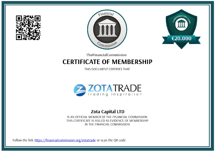 Zota Trade - сертификат