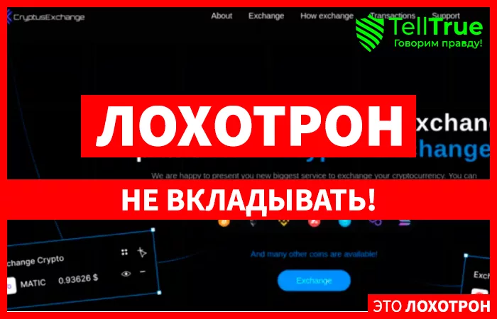 Fake Modern Cryptocurrency Exchange (t.me/cryptusexchange_support)