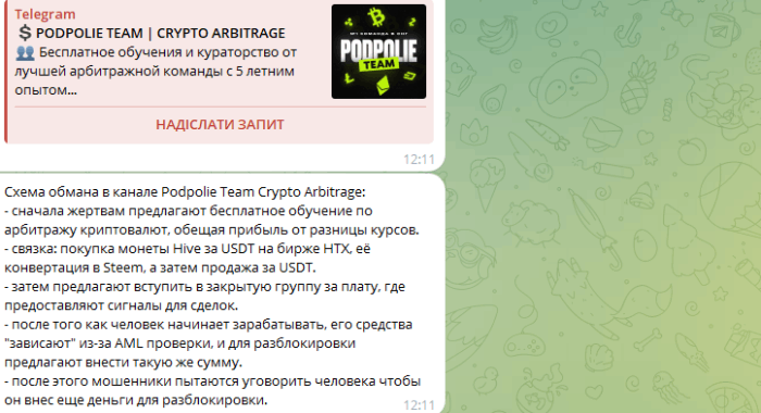 Podpolie Team Crypto Arbitrage обман