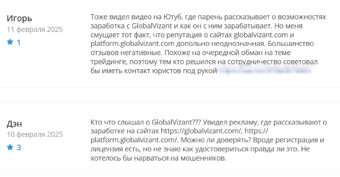 GlobalVizant отзывы