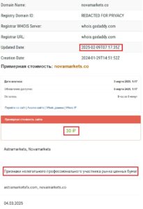 Novamarkets (novamarkets.co) - лжеброкер! Отзыв Telltrue