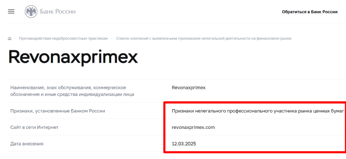 Revonaxprimex лицензия