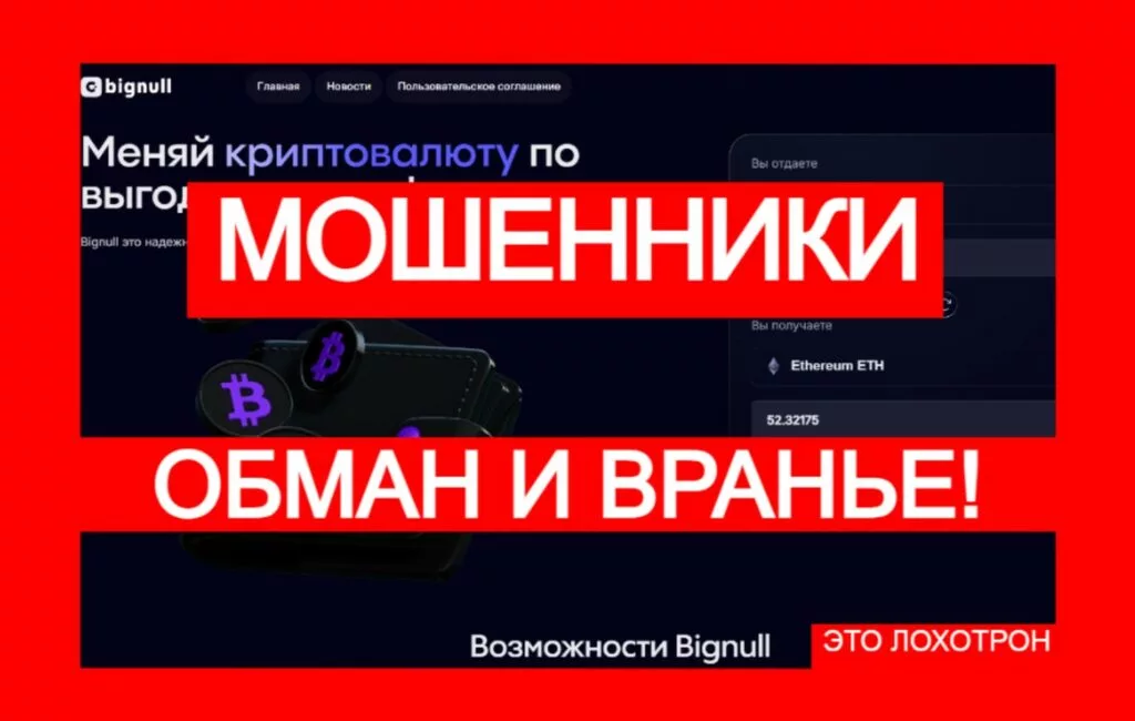Bignull (bignull.com) — аферистский обменник, берегитесь!