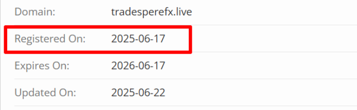 Tradesperefx возраст сайта