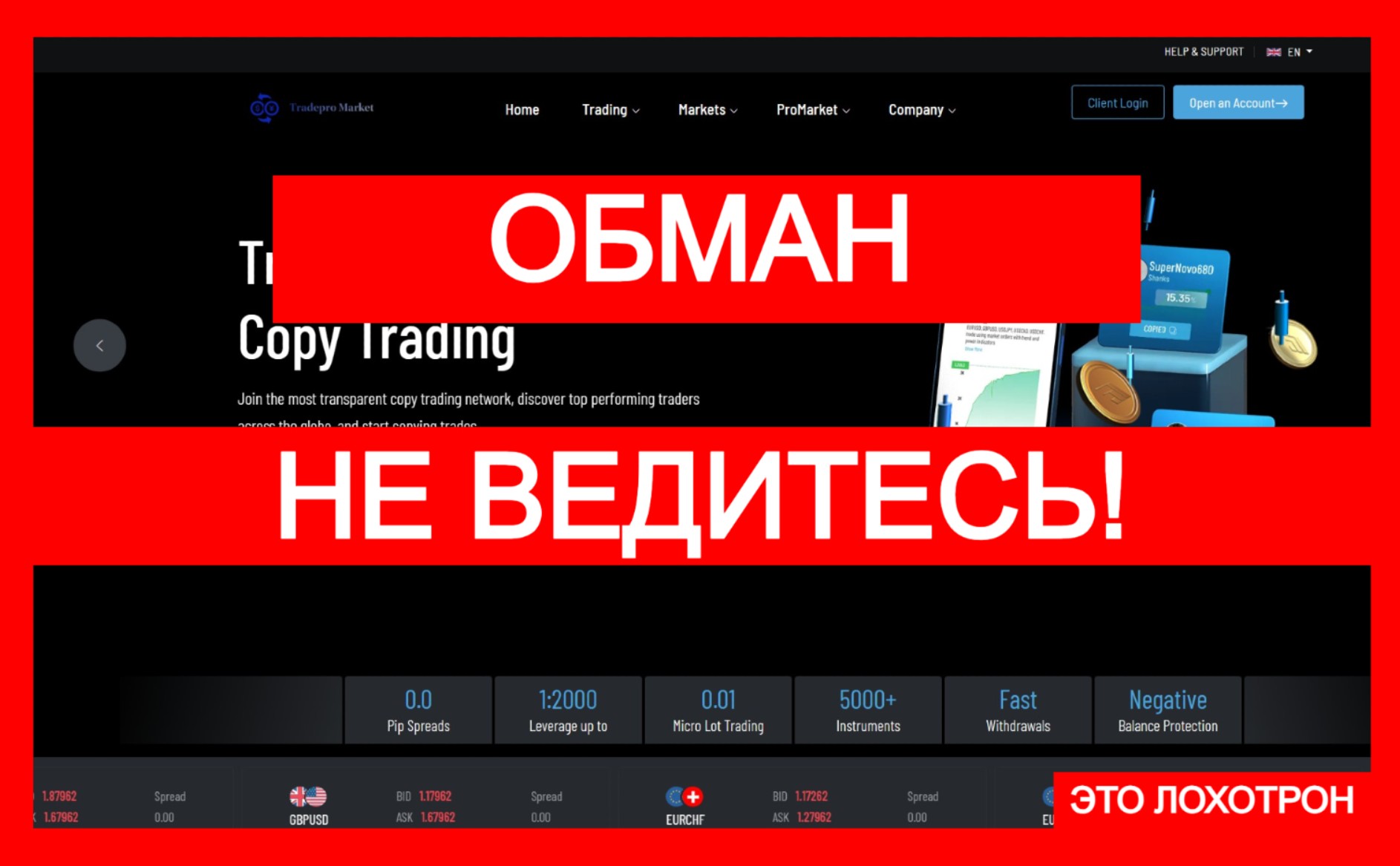 Мошеннический брокер Copypro Market Ltd (tradepromarket.net). Отзывы и возврат денег