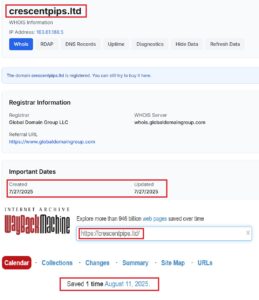 Лжеброкер CRESCENTPIPS (crescentpips.ltd). Отзывы и возврат денег
