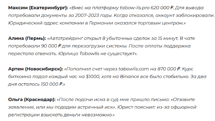 Tabowlis отзывы