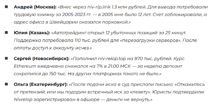 Nivrelop отзывы