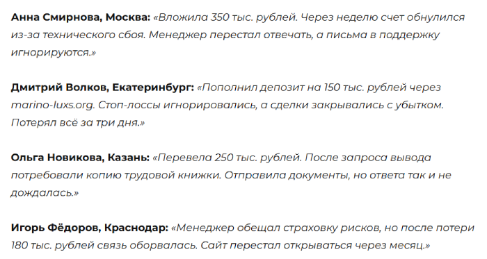 Marinoluxis отзывы