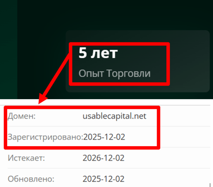 Мошеннический брокер USABLECAPITAL (usablecapital.net) Отзывы и возврат денег! 6 USABLECAPITAL возраст