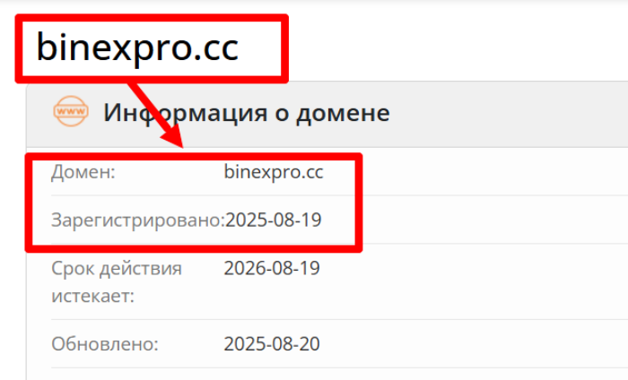 Мошеннический брокер BINEX PRO (binexpro.cc) Отзывы и возврат денег! 6 BINEX PRO возраст
