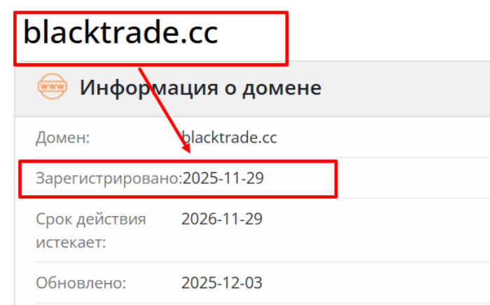 Мошеннический брокер BlackTrade (blacktrade.cc) Отзывы и возврат денег! 6 BlackTrade возраст