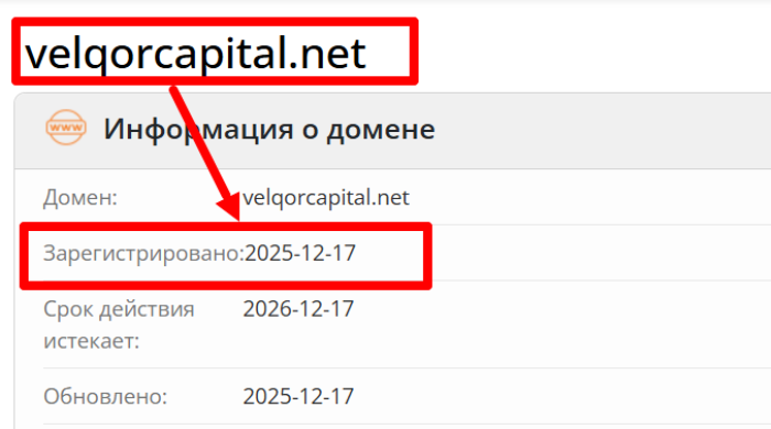 Мошеннический брокер VelqorCapital (velqorcapital.net) Отзывы и возврат денег! 6 VelqorCapital возраст