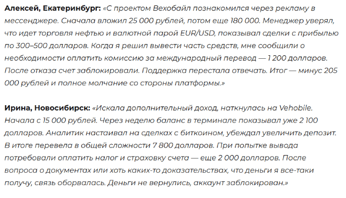 Vehobile отзывы