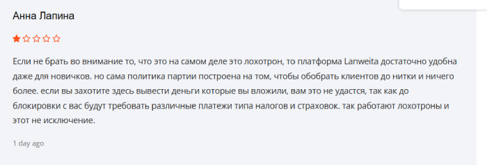 Мошеннический брокер Lanweita (lanweita.com) Отзывы и возврат денег! 10 Lanweita отзывы