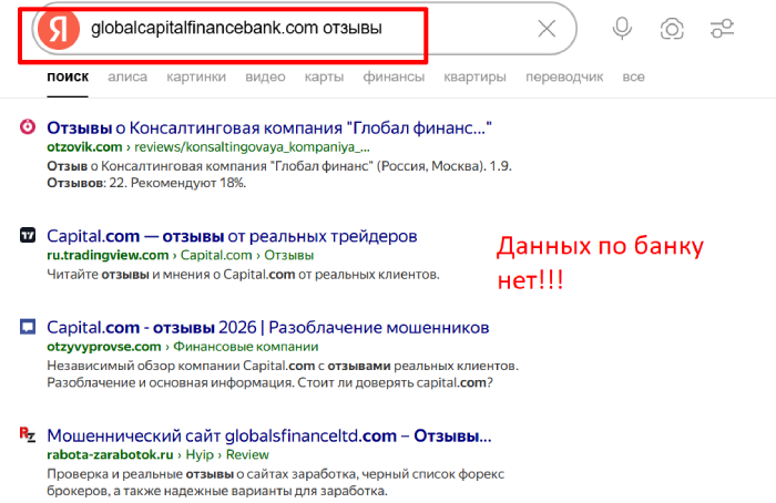 Мошеннический банк Global Capital Finance Bank (globalcapitalfinancebank.com) отзывы и возврат денег! 8 Global Capital Finance Bank отзывы