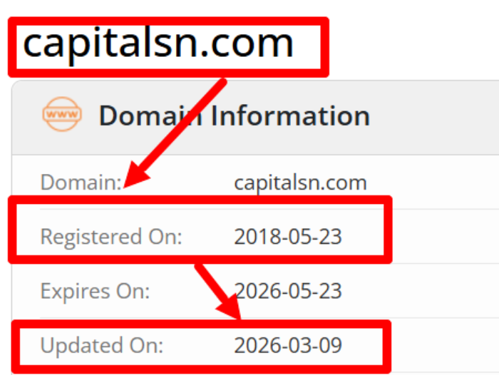 Мошеннический брокер CapitalSn (capitalsn.com) Отзывы и возврат денег! 6 CapitalSn возраст