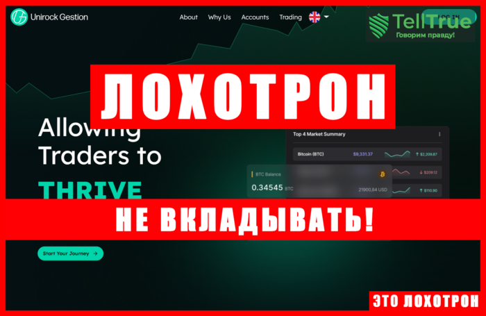 Мошеннический брокер Unirock Gestion (unirockgestion.com). Отзывы и возврат денег
