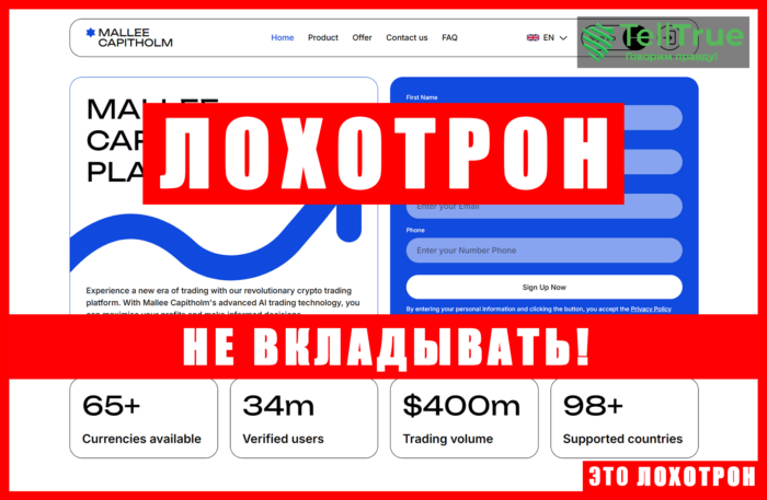Мошеннический брокер Mallee Capitholm (mallee-capitholm.com). Отзывы и возврат денег