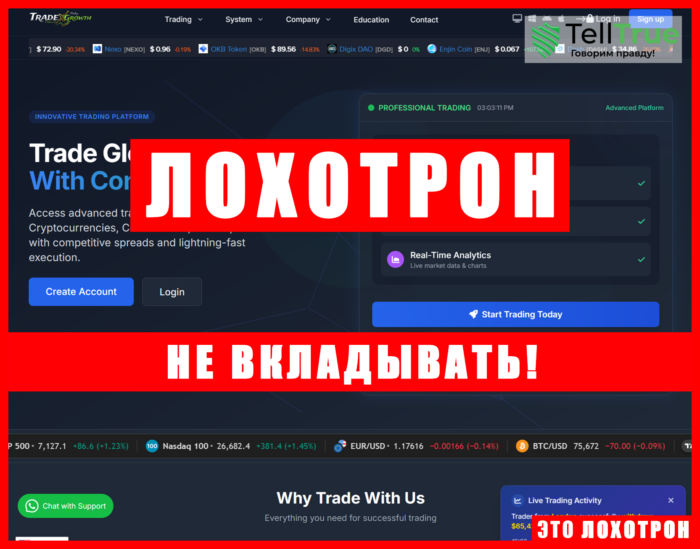 Фальшивый брокер TradeXGrowth (tradexgrowth.com). Отзывы и возврат денег