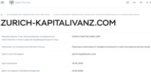 Мошеннический брокер Zürich Kapitalivanz (zurich-kapitalivanz.com). Отзывы и возврат денег