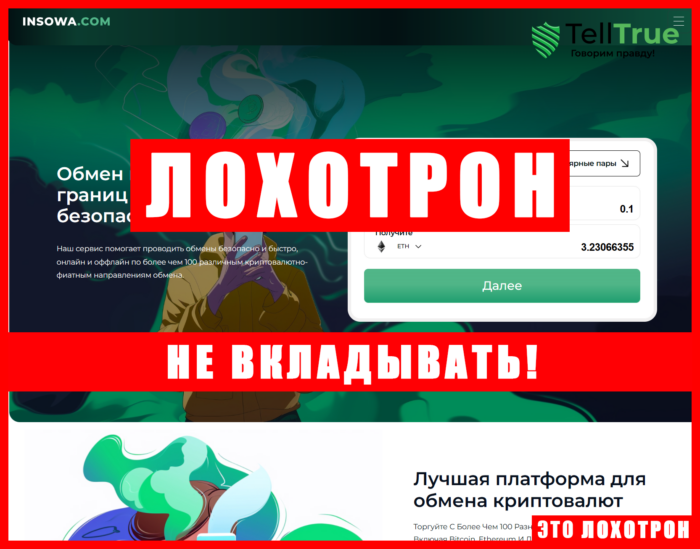 Мошеннический обменник Insowa.com (insowa.com). Отзывы и возврат денег