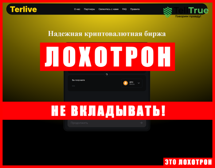 Мошеннический обменник Terlive (terlive.com). Отзывы и возврат денег
