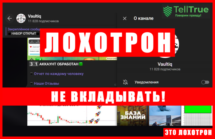 Мошеннический телеграм-канал Vaultiq (t.me/joinchat/qWkcshShtihjNmYy). Отзывы и возврат денег