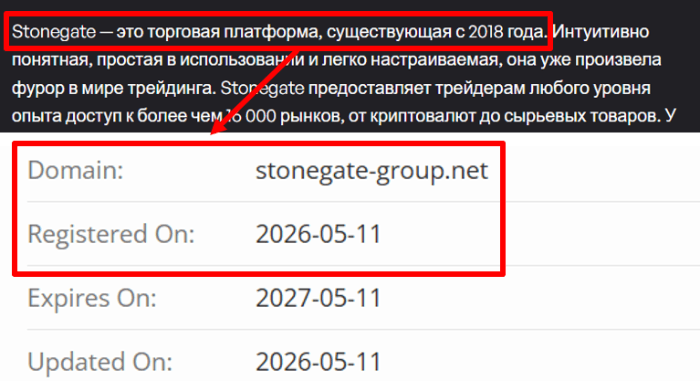 Мошеннический брокер Stonegate (stonegate-group.net) Отзывы и возврат денег! 6 Stonegate возраст