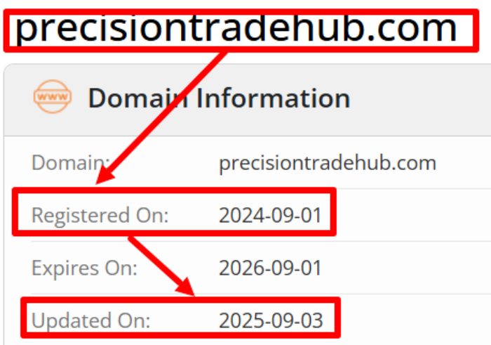 Мошеннический брокер PRECISION TRADE HUB (precisiontradehub.com) Отзывы и возврат денег! 6 PRECISION TRADE HUB возраст