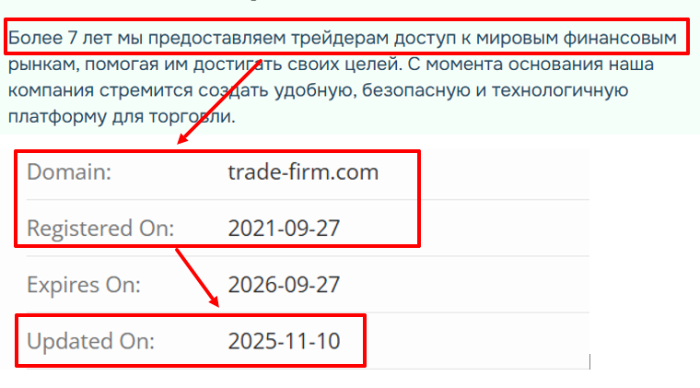 Мошеннический брокер TradeFirm (trade-firm.com) Отзывы и возврат денег! 6 TradeFirm возраст