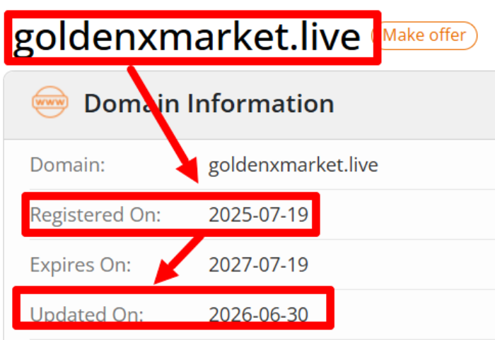 Мошеннический брокер Goldenxmarket (goldenxmarket.live) Отзывы и возврат денег! 6 Goldenxmarket возраст