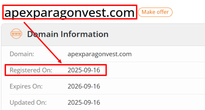 Мошеннический брокер Apexparagonvest (apexparagonvest.com) Отзывы и возврат денег! 6 Apexparagonvest возраст
