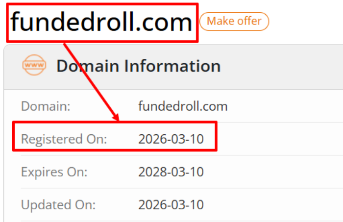 Мошеннический брокер Funded Roll (fundedroll.com) Отзывы и возврат денег! 6 Funded Roll возраст
