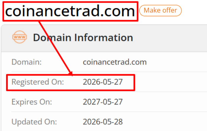 Мошеннический брокер CoinanceTrad (coinancetrad.com) Отзывы и возврат денег! 6 CoinanceTrad возраст
