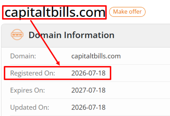 Мошеннический брокер Capitaltbills (capitaltbills.com) Отзывы и возврат денег! 6 Capitaltbills возраст