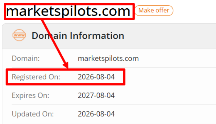 Мошеннический брокер Markets Pilots (marketspilots.com) Отзывы и возврат денег! 6 Markets Pilots возраст