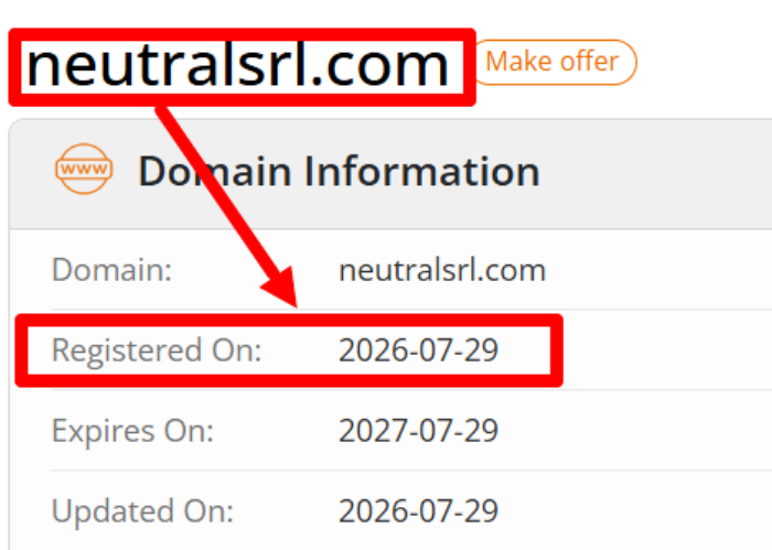 Мошеннический брокер NeutralSrl (neutralsrl.com) Отзывы и возврат денег! 6 NeutralSrl возраст