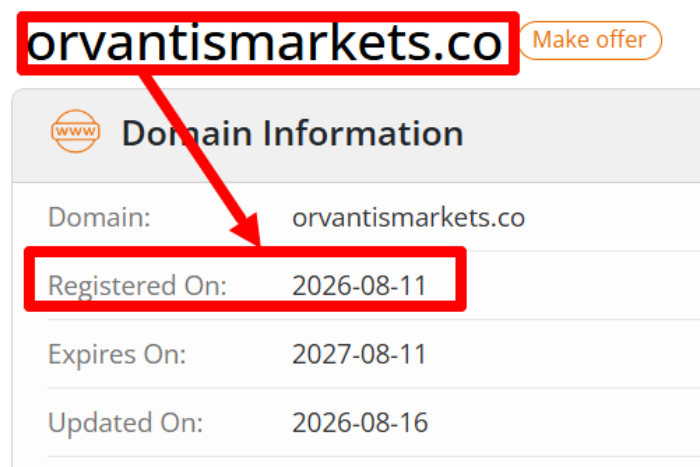 Мошеннический брокер OrvantisMarkets (orvantismarkets.co) Отзывы и возврат денег! 6 OrvantisMarkets возраст