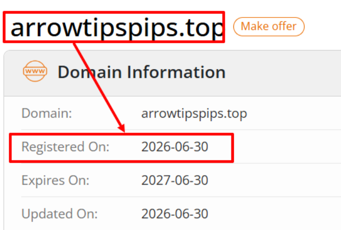 Мошеннический брокер ARROWTIPSPIPS (arrowtipspips.top) Отзывы и возврат денег! 6 ARROWTIPSPIPS возраст