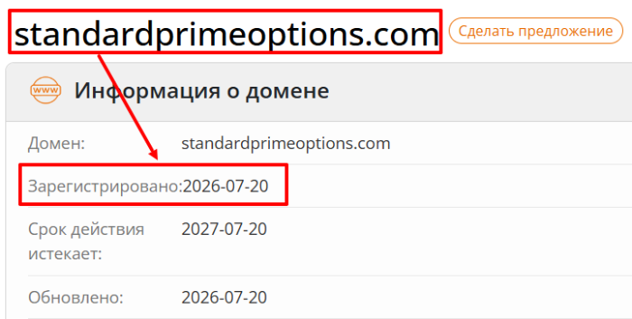 Мошеннический брокер Standardprimeoptions (standardprimeoptions.com) Отзывы и возврат денег! 7 Standardprimeoptions возраст