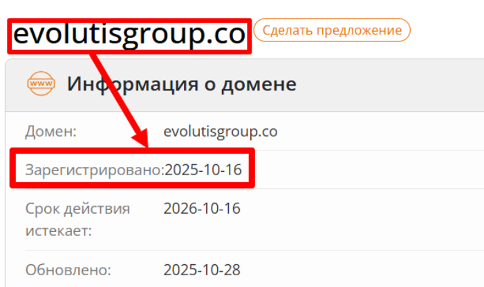 Мошеннический брокер Evolutis Group (evolutisgroup.co) Отзывы и возврат денег! 6 Evolutis Group возраст