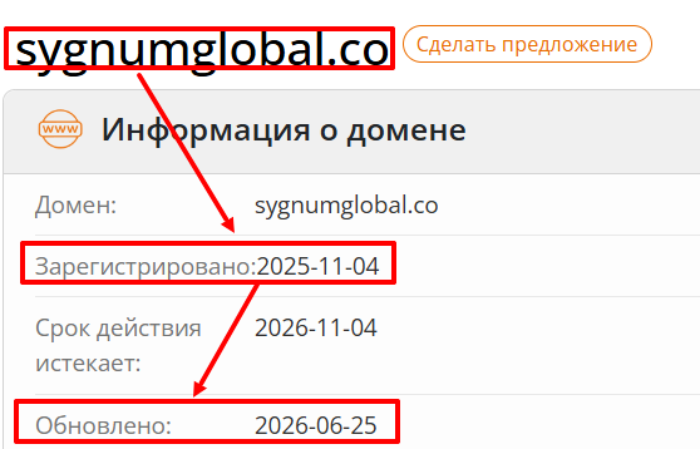 Мошеннический брокер Sygnum Global (sygnumglobal.co) Отзывы и возврат денег! 6 Sygnum Global возраст