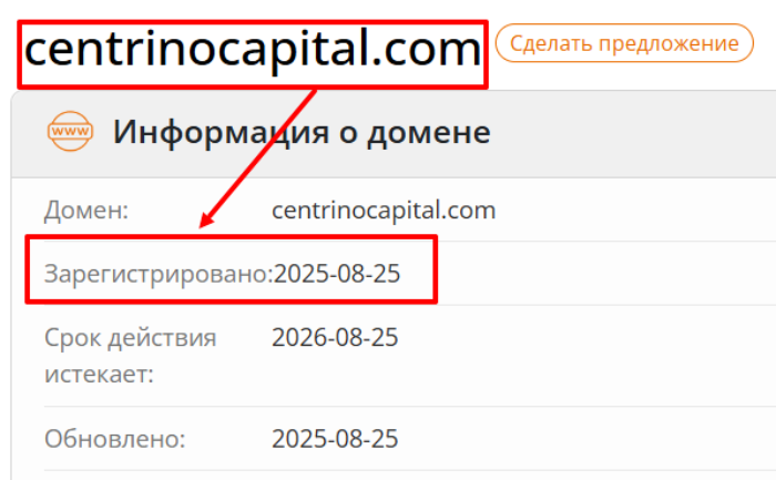 Мошеннический брокер Centrino Capital (centrinocapital.com) Отзывы и возврат денег! 6 Centrino Capital возраст