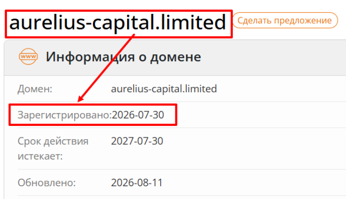 Мошеннический брокер Aurelius Capital Limited (aurelius-capital.limited) Отзывы и возврат денег! 6 Aurelius Capital Limited возраст