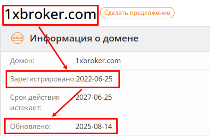 Мошеннический брокер 1XBbroker (1xbroker.com) Отзывы и возврат денег! 6 1XBbroker возраст